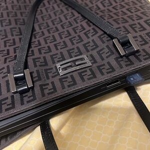 Fendi Dark Brown Zucchino Canvas Monogram Tote bag
